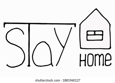 Stay home, vector poster design. Cute typography design with lettering for self defense, social media awareness campaign and coronavirus prevention - vector illustration.