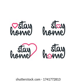 Stay home Vector , Stay at home quote text vector, hash tag or hashtag .Stay home stop corona virus slogan with house. Protection campaign or measure from coronavirus, flat vector design
