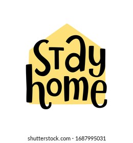 Stay home vector text, hand drawn lettering