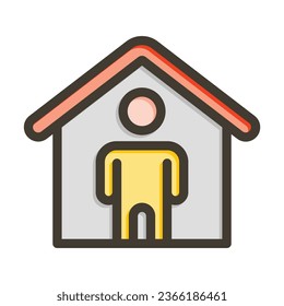 Stay At Home Vector Thick Line Filled Colors Icon For Personal And Commercial Use.
