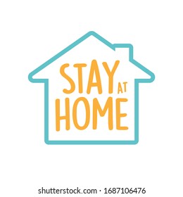 Stay at home  vector. Typography campaign poster with text for your own quarantine time. family Motivational quotes to stay safe at home from disease outbreaks. text with the house logo. illustration