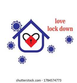 stay at home virus illustration color icon, padlock vector design