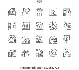 Stay at home Well-crafted Pixel Perfect Vector Thin Line Icons 30 2x Grid for Web Graphics and Apps. Simple Minimal Pictogram