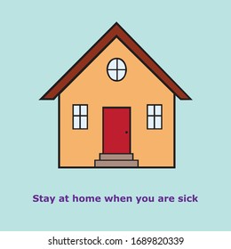 Stay at home when you are sick, simple colorful doodle drawing of  recomendation