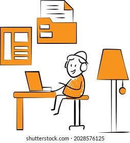 Stay Home Work Home.Protect Yourself. Prevent Virus Covid-19.Stay Home on Quarantine During the Coronavirus Epidemic.Vector Illustration doodle man or woman with laptop.
Document icon and paper work