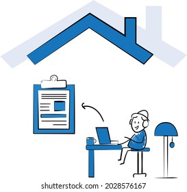 Stay Home Work Home.Protect Yourself. Prevent Virus Covid-19.Stay Home on Quarantine During the Coronavirus Epidemic.Vector Illustration doodle man or woman with laptop.
Document icon and paper work