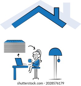 Stay Home Work Home.Protect Yourself. Prevent Virus Covid-19.Stay Home on Quarantine During the Coronavirus Epidemic.Vector Illustration doodle man or woman with laptop.
Document icon and paper work