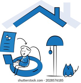 Stay Home Work Home.Protect Yourself. Prevent Virus Covid-19.Stay Home on Quarantine During the Coronavirus Epidemic.Vector Illustration doodle man or woman with laptop.
Document icon and paper work