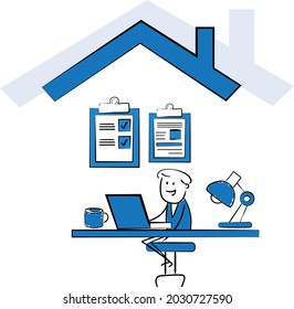 
Stay Home Work Home.Protect Yourself. Prevent Virus Covid-19.Stay Home on Quarantine During the Coronavirus Epidemic.Vector Illustration doodle man with laptop.
Document icon and paper work