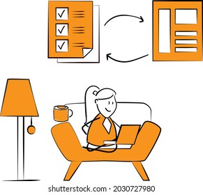 
Stay Home Work Home.Protect Yourself. Prevent Virus Covid-19.Stay Home on Quarantine During the Coronavirus Epidemic.Vector Illustration doodle man or woman with laptop.
Business growth concept