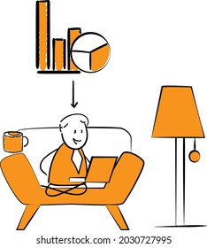 
Stay Home Work Home.Protect Yourself. Prevent Virus Covid-19.Stay Home on Quarantine During the Coronavirus Epidemic.Vector Illustration doodle man with laptop.
Business growth concept
