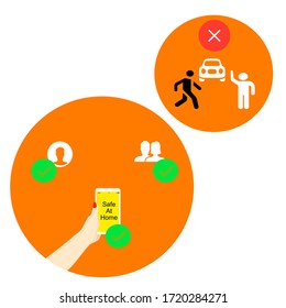 Stay home and work at home and safe at home Can communicate with friends via mobile phones as if they were in the presence, to avoid the spread of coronavirus or covid - 19.icon mobile phones White