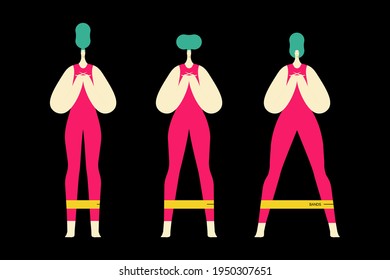 
Stay at home. Workout with elastic bands. Vector illustration flat design. Use in Web Project and Applications.