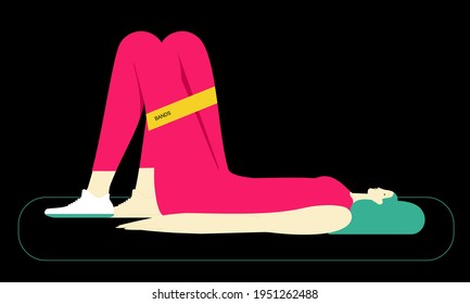 Stay at home. Workout with elastic bands. Vector illustration flat design. Use in Web Project and Applications.