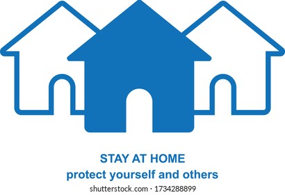 stay home-protect yourself and other icon (Blue version)   