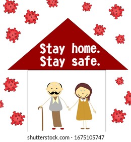 Stay home.Stay safe.Corona virus written in typography poster design.Save planet from corona virus..Prevention from virus.