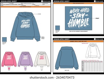 STAY HUMBLE PRINT ON PREMIUM LOOK OVERSIZE HOODIE EDITABLE EMPTY TECHPACK MEASUREMENT TEMPLATE