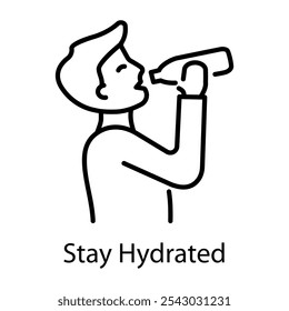 Stay hydrated by drinking more water, line style icon 