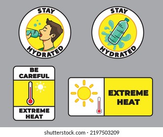 Stay Hydrated And Extreme Heat Weather Warning Sign For Heat Wave And Hot Temperature