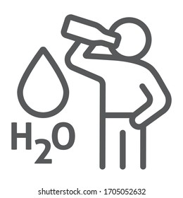 Bleiben Sie hydratisierte Linie Symbol, gesund und h2o, trinken Sie Wasserzeichen, Vektorillustration-Grafiken, ein lineares Symbol auf weißem Hintergrund, eps10