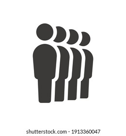 Stay in line, waiting in line vector icon. People in queue, in a row simple black symbol.