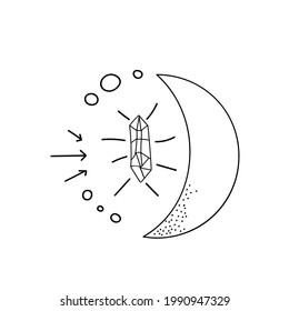 Bleib magisch. Vektorgrafik-Design-Druck mit Text. Handgezeichnet, doodle, skizzazierende Illustration. Hexerei Symbole Tränke, Augen, Messer. Perfekt für Tätowierung, Textilien, Karten, Mysterien
