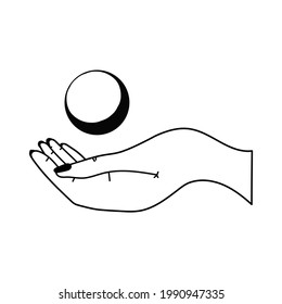 Stay magical. Vector witch magic design print with text. Hand drawn, doodle, sketch magician illustration. Witchcraft symbols potion, eyes, knife. Perfect for tattoo, textile, cards, mystery