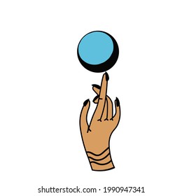 Mantente mágico. Impresión de diseño mágico de bruja vectorial con texto. Dibujo manual, garabato, dibujo de la ilustración mágica. Símbolos de brujería, poción, ojos, cuchillo. Perfecto para tatuajes, textiles, tarjetas, misterio