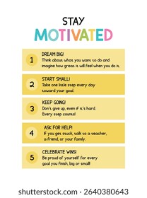 Stay Motivated Inspirational Quote Poster – Minimalist Motivational Wall Art Print for Home Office Decor