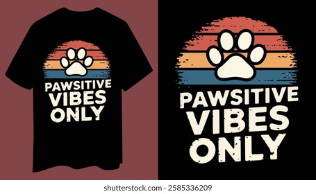 Stay Pawsitive - Cute Vintage Cat T-Shirt