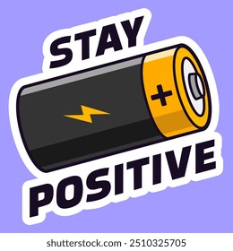 stay positive battery cartoon sticker