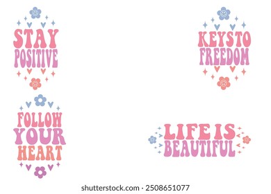 Stay Positive, Keys to Freedom, Follow Your Heart, Life is Beautiful Personalized keychain designs