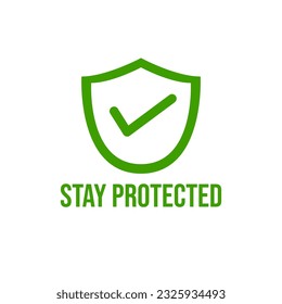 Stay protected online security icon label design vector