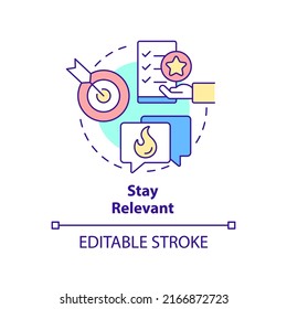 Stay relevant concept icon. Appropriate website content. SEO pillar abstract idea thin line illustration. Isolated outline drawing. Editable stroke. Arial, Myriad Pro-Bold fonts used