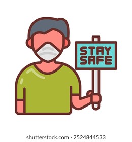 Stay Safe Filled Icons , Vector illustration