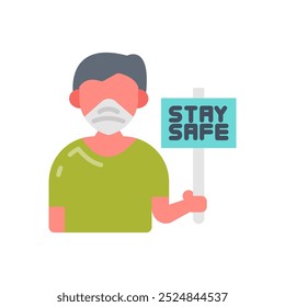 Stay Safe Flat Icons, Vector illustration