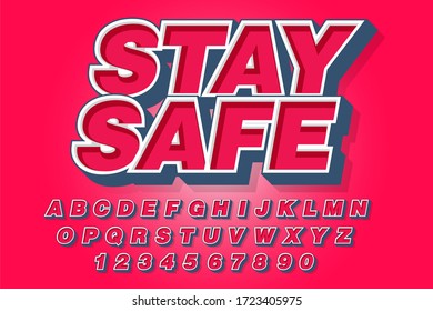 Stay Safe font and Alphabet, vector