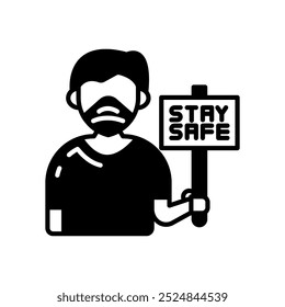 Stay Safe Glyph Icon, Vector illustration