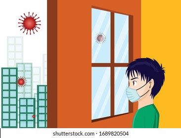 Stay Safe at Home and Fight Against Corona Virus, Vector Art design COVID 19 Graphic post icon illustration drawing coronavirus background poster image graphics