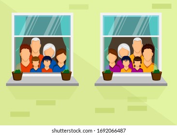 Stay Safe in home, Fight Against Corona Virus, Self caring and Character Set  Vector Illustration