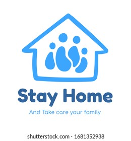 Stay safe, Stay home logo design for Social media campaign and coronavirus prevention for reduce risk of infection and spreading the virus. vector illustration.