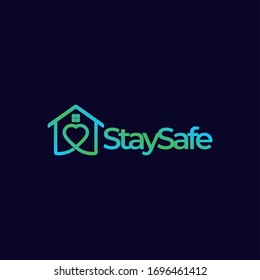 Stay Safe at Home Logo Vector Eps 10