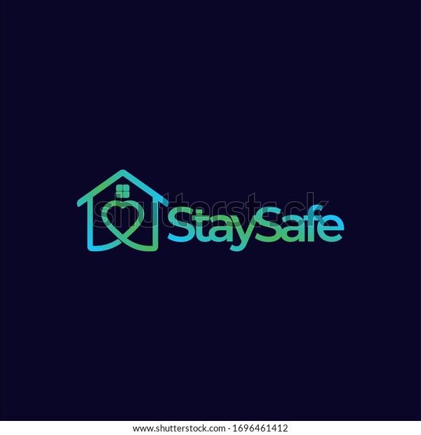 Stay Safe Home Logo Vector Eps Stock Vector (Royalty Free) 1696461412