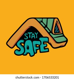 Stay safe at home vector concept. Health campaign against coronavirus. Social distancing illustration. Stay at home campaign against global pandemic