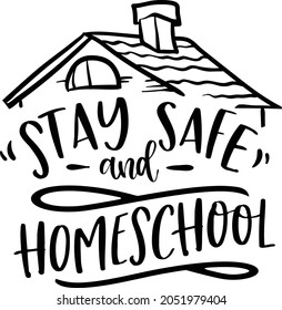 Stay safe and homeschool, mom life vector illustrator