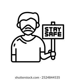 Stay Safe Outline Icon, Vector illustration