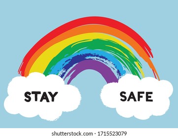 Stay Safe Rainbow Clouds Coronavirus