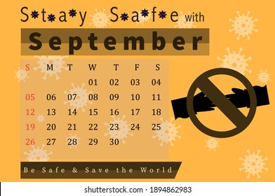 Stay Safe with September Calendar Based vector Illustration. Creative eps illustration for design Works.