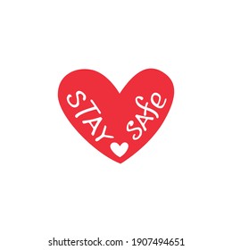 Stay safe - vector lettering on theme of quarantine, self protection times and coronavirus prevention in doodle style.