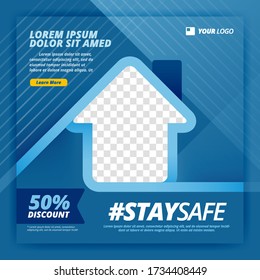 stay safe vector poster for work from home campaigns